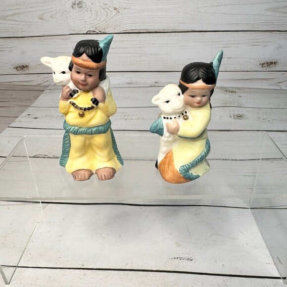 VTG Porcelain American Nativity Set Teepee, Holy Family and Animals Hand Painted - Picture 13 of 16